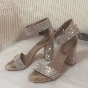 Jeffrey Campbell Silver Rhinestone Heels ◝(ᵔᗜᵔ)◜